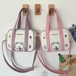 Axelväskor japansk tecknad björn mjölk te tjej messenger väska pu läder student bärbar skola jk handväska