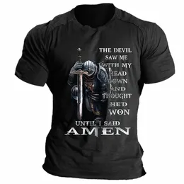 vintage T-Shirt Men'S 3D Knight Print T Shirt Summer Street Hip Hop Oversized Short Sleeve Tops Tees Shirt Man Clothing Camiseta A3jL#