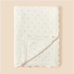 Вязаное пеленальное обертывание для новорожденных 100*80 см, одеяла из 100% хлопка, одеяло для коляски, банное полотенце 240313