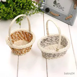 Cestini portaoggetti Cestino portaoggetti in tessuto rattan con manico Cestini in plastica per contenitore per la cucina domestica, regalo decorativo per feste di matrimonio