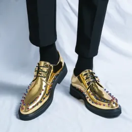 【GRANCY】l Plate Leather Shoes Carrucci Perforated Design Genuine Calf Skin Leather Dress