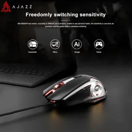 Myszy Ajazz AJ120 Gamer Mouse 8000dpi 6 Przyciski USB Czujnik Połowy komputer myszy optyczne na PC laptop notebook