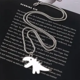 Kedjor höft söt dinosaurie hänge chokers svart vit metall par halsband koreansk stil halsband klavikel