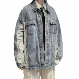 2022 spring new men's denim jacket Hg Kg style men's plus size loose jacket fi casual denim jacket m6bz#