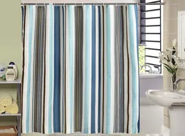 Jarl ev bütün mavi beyaz çizgili duş perdeleri kanca ile banyo su geçirmez polyester kumaş duş perdesi ile gromet7671118