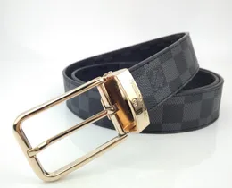 Cintura di design da uomo di lusso Maturità gentiluomo classica Semplice ago a spillo Cinture con fibbia oro e argento Testa con fibbia grigia larghezza casual 3,5 cm misura 105-125 cm