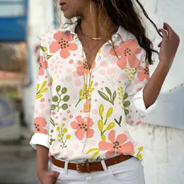 Kvinnors blusar vår vacker blomma 3d tryck kvinnor långärmad skjorta mode streetwear harajuku kläder