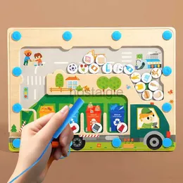 Intelligence toys Children Animal Magnetic Maze Toy Montessori Kids Wooden Puzzle Game Educational Brain Teaser Jigsaw Intellectual Board Toys 24327