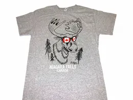 Niagara Falls Canada Happy Moose bär solglasögon Vacati t -shirt Trevlig liten LG eller korta ärmar W3XI#