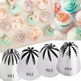 Baking Tools Big Size Stainless Steel Rose Flower Nozzles Icing Piping Cream Cake Russian Partry Tips Cupcake Decorating Tool
