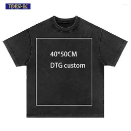 Męskie garnitury A1032 Tideshec Hiphop T Shirt Streetwear DTG Custom Graphics Cotton Men Oversize Harajuku Vintage krótkie rękawy