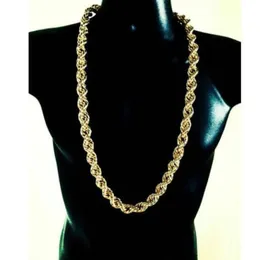 Мужское ожерелье-цепочка в стиле хип-хоп с тяжелым покрытием из 18-каратного золота, 9 мм, 30 дюймов,282o