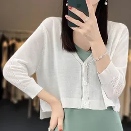 Womens Linen Sunblock Shirt Short Button Cardigan Casual Simple Halter Long Sleeve Air Conditioning Model 240327