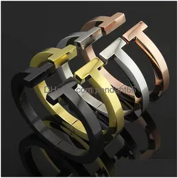 Bracciale 2022 stile di moda braccialetto super grossolano braccialetti da uomo di marca di lusso classico acciaio al titanio 316L gioielli di design consegna di goccia Dhnwz