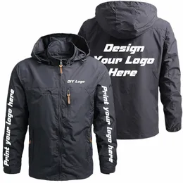 DIY Autumn New Men Waterproof Hooded Custom Logo Windbreaker Jacket Coat Coat Casual Outdoor Handing Jacket Tactics Military 5xl R6Z1#