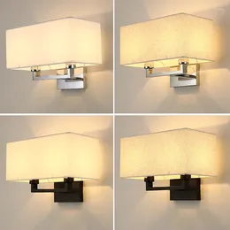 Wandleuchte, doppelte E27-Fassung, Wandleuchte, moderne Heimdekoration, weiß/beige Stoffschirm, Schlafzimmer, El-Zimmer, Nachttisch-LED-Licht