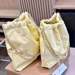 cosmetic bag designer channelies Happy garbage bag with drawstring design large capacity underarm chain bag portable for outdoor shopping