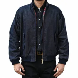 sauce Zhan Mens Jacket G9 Jacket Denim Harringt Jacket for Man Classical Gentleman Work Coats Indigo Regulat Fit X71X#