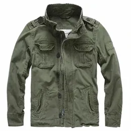 military Jacket Men M65 Denim Retro Cargo Jacketes Outdoor Multi Pockets Camo Tops Field Casual Fi Hiking Coats Uniform G2Bd#