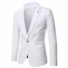 Weiße Anzugjacke aus Jacquard-Stoff für Herren Fi Slim Dr Coat Schwarz Khaki-Blazer M L XL XXL XXXL XXXXL M5CC #