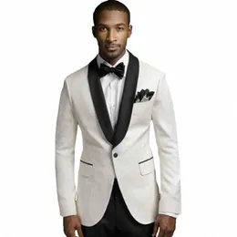 Ivory Wedding Men Suits Slim Fit Therno Tuxedos Groom Wear 2pieceSjacket+Pants BirdeGroom Suits kostium Homme Blazer Best Man U6pg#