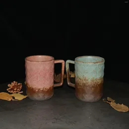 Tassenintervall, 1 Stück/270 ml, Vintage-Keramikbecher im japanischen Stil, rosa, grün, zum Trinken, ideales Geschenk zum Geburtstag, zum Valentinstag