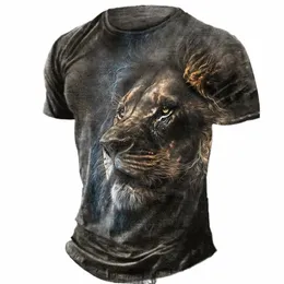 Yaz T-Shirt Hayvan Li 3D Baskılı Kısa Kollu Sokak Çekimleri Büyük Boy Üstler Fi Günlük Giyim Erkekleri Li T-Shirt Spor Giyim D2LV#