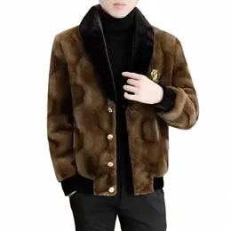 Jaqueta dos homens novos Outwear Europeu Imitati Sable Parkas Casaco Fiable de meia-idade Imitati Mink Veet Roupas de inverno Z6mg #