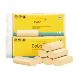 BABO Carta in Rotolo Nativa di Polpa di Bambù Coreless Tessuto Domestico 3 Strati 80 G/Rotolo 30 Rotoli per Iniziare a Riprendere