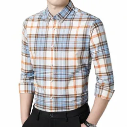 جودة فائقة جودة 100 ٪ COTT للملابس مان 2022 Spring fi plaid lg sleeve قمصان الذكور busin pure cott dres g4kb#