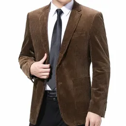 elegant Men's Blazer Corduroy Suit Jacket for Spring and Autumn Navy Blue Camel and Dark Brown Daily Outfits 2023 k6Yz#