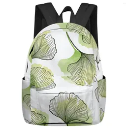 حقيبة الظهر Ginkgo Leaf Line and Shadow Large Men Men Men Captop Bags High School Teen College College Girl Student Mochila