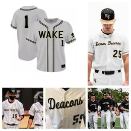 Wake Forest 24 Tommy Hawke 6 Justin Johnson 25 Brock Wilken 5 Pierce Bennett 7 Maglia da baseball Marek Houston 8 Nick Kurtz 0 Lucas Costello 3 Danny Corona cucita su misura