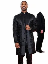 العريس الفاخر Tuxedos Black Shinny Sequins Sequins Suits Men Wedding Suits 2 Sets LG Prom Blazers Bridegroom Assume Homme 36cp#