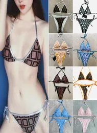 Modedesigner ung flicka badkläder mini brasilianska baddräktbrev bikini set thongs lady sexig snörning strand baddräkt wom5473089