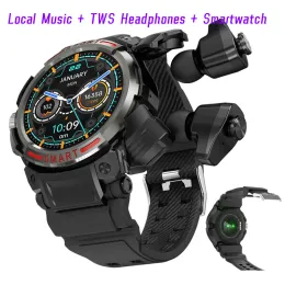 Relógios 1.43 "amoled original smartwatch tws fones de ouvido 2in1 masculino esportes ao ar livre relógio bluetooth gravação chamada relógio inteligente música local