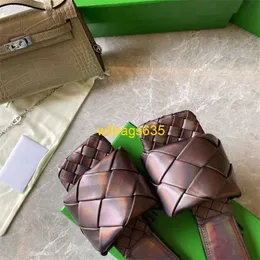 Sandali di mulo lido botteg veneta pantofole fatte a mano fggannbbvv intrecciata con tacco da donna con tacco alto vera pietra piatta in pelle piatta