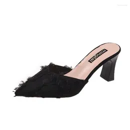 Zeh spitzige Hausschuhe Sommermodische Frauen Sandalen High Heels elegant für lässige weibliche Sandalias Schuhe Frau WSH V.