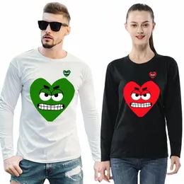 T-shirt manica lunga da uomo donna Lg Carto che mostra i denti stampa ricamata primavera autunno T-shirt unisex con o-collo Cott g46E #