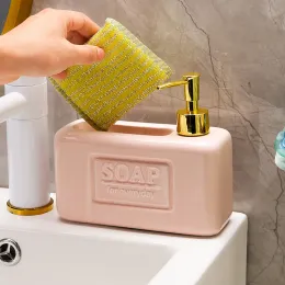 Dispensers WHYOU Creative Ceramic Liquid Soap Dispensers Body Wish Shampoo Emulsion Bottle Latex Bathroom Accessories Set American Style