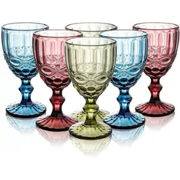 Pattern Glasses Vintage 300Ml 10Oz Wine European Style Emed Stained Lamp Thick Goblets For Party Wedding NEW