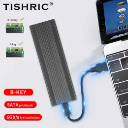 Gehäuse TISHRIC Aluminiumlegierung M.2 HDD-Gehäuse Festplattenbox BKEY Externe Festplattenbox USB-C-Schnittstelle unterstützt SATA-Protokoll