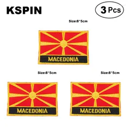 Broschen Mazedonien rechteckige Form Flagge Patches bestickt National für Kleidung DIY Dekoration