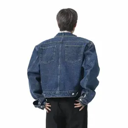 Denim Mantel Herbst Winter FI Casual Lose Cott Herren Jacke Euro-Amerika Stil Tops Männer Kleidung L7ve #