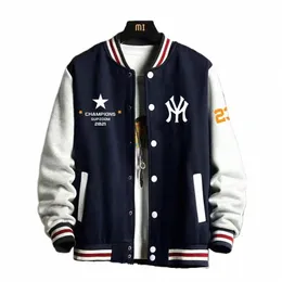 supzoom ny ankomst bokstav rib hylsa Cott Top Fi Logo Single Breasted Casual Bomber Baseball Jacket Loose Cardigan Coat R8VJ#