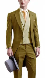 fi 3 pezzi abito giallo da uomo design classico vestito slim fit scialle bavero frac smoking per il partito giacca + gilet + pantaloni2020 J1SS #