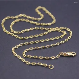 Chains Real 18K Yellow Gold Chain For Women 2mm Cable 18inch Length/2.9g Stamp Au750 Support Test