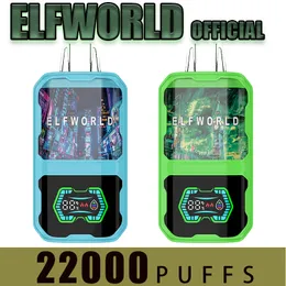 Elfworld 22000 Puff Vapes Disposable Vape E-cigarettes Electronic Cigarettes 650mah 26ml Prefilled Pods Device Puffs 22k dual models led screen airflow adjustable
