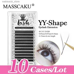 False Eyelashes 10case/lot MASSCAKU sell 8-15mm mix length soft russian volume Y lashes individual eyelash extension 0.07 YY shape eyelashes24327