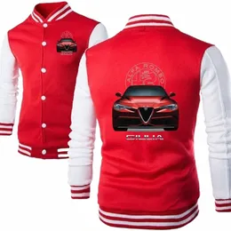 Jaquetas de beisebol masculinas Outing College Varsity Coats Alfa Romeo Giulia Moletons 3D Impressão Carros Tiro Caça Outerwear z8oh #